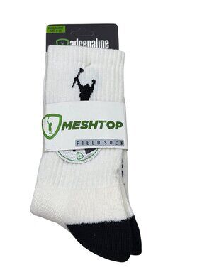 Adrenaline Meshtop Field Socks Large X-Large White Black Athletic Crew Socks